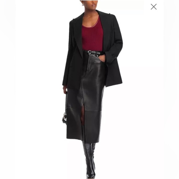 Simkhai Cobain Tank Oxblood Red NWOT Ribbed with Faux Leather Trim - Picture 2 of 16